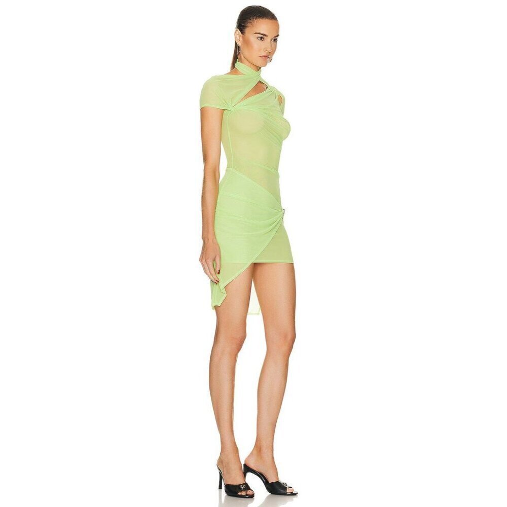 COPERNI Asymmetric Draped Mesh Dress in Anis New Womens - Picture 5 of 17